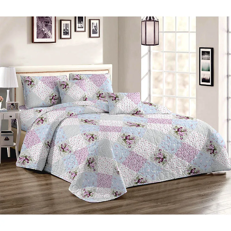 Hot Sale Factory Supply Custom Printed 100% Polyester Microfiber Bed Cover Quilt Set