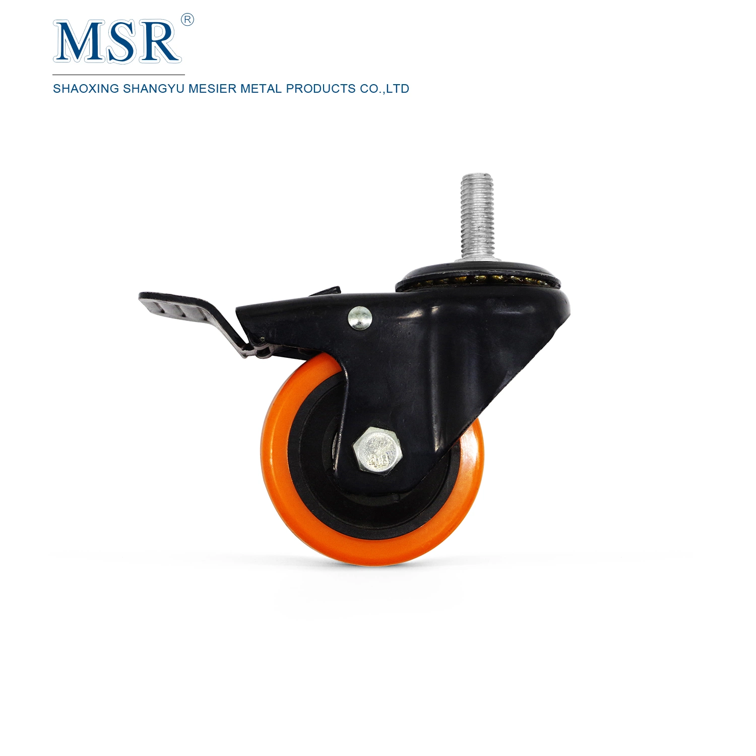 China Supplier M12-75 Threaded Stem Swivel Casters with Braek for Aluminium Profile