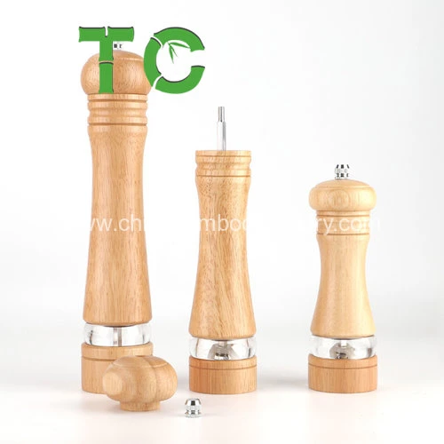 Wholesale/Supplier Pepper Grinder, Wood Salt and Pepper Grinder Mills Sets, Classic Manual Salt Grinder Refillable Pepper Mill Sets with Acrylic Visible Window