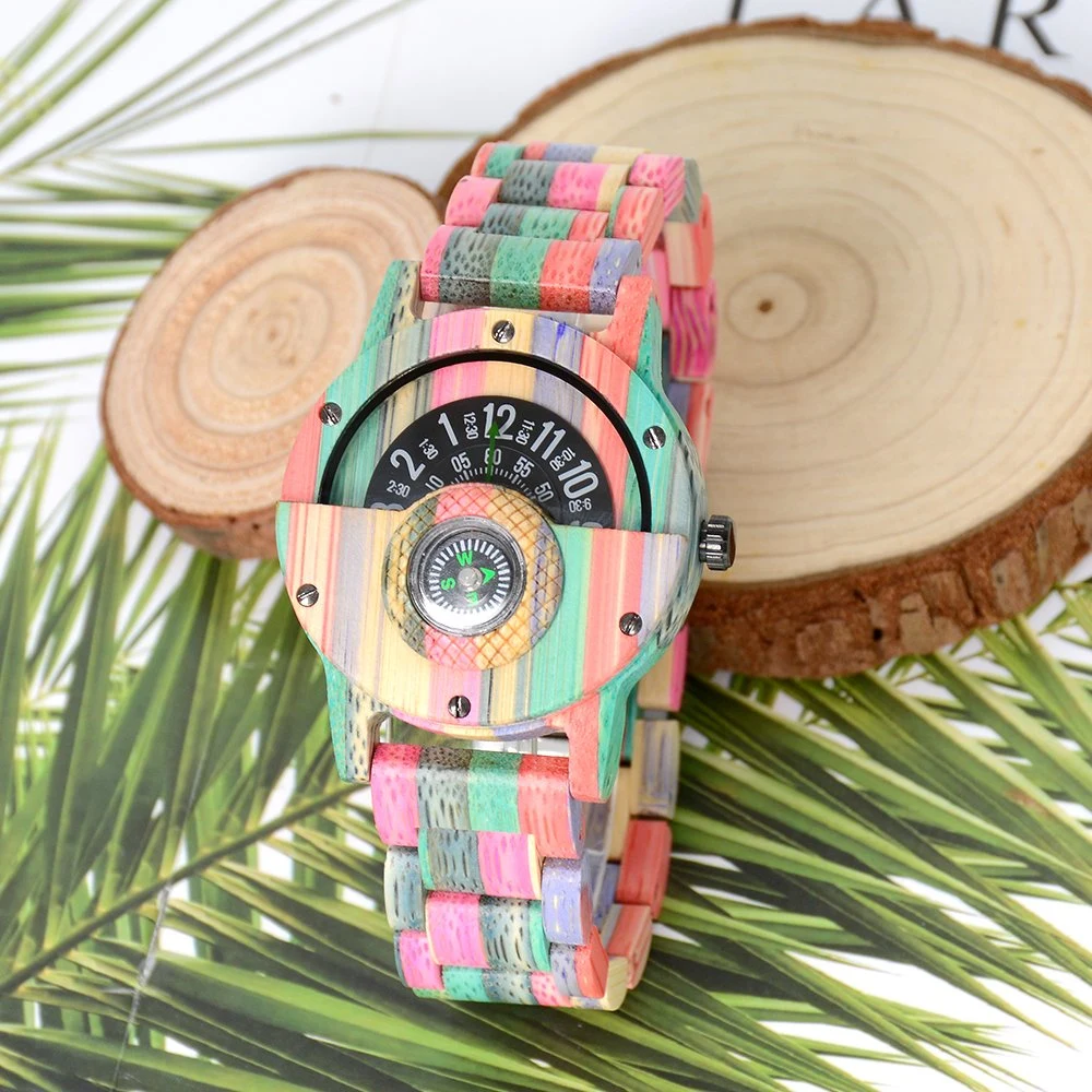 Shenzhen Factory OEM Private Logo Mens Colorful Bamboo Wooden Watch