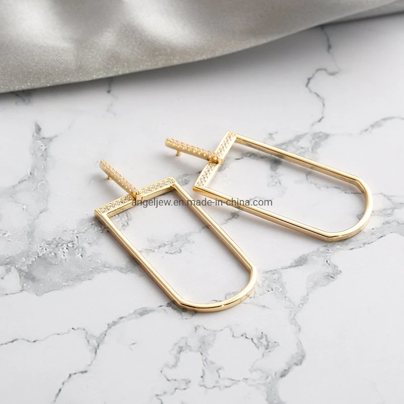 Factory Wholesale/Supplier Fashion Jewelry 925 Sterling Silver Trendy Earring 18K Gold Plated Geometry High quality/High cost performance Fine Jewellery