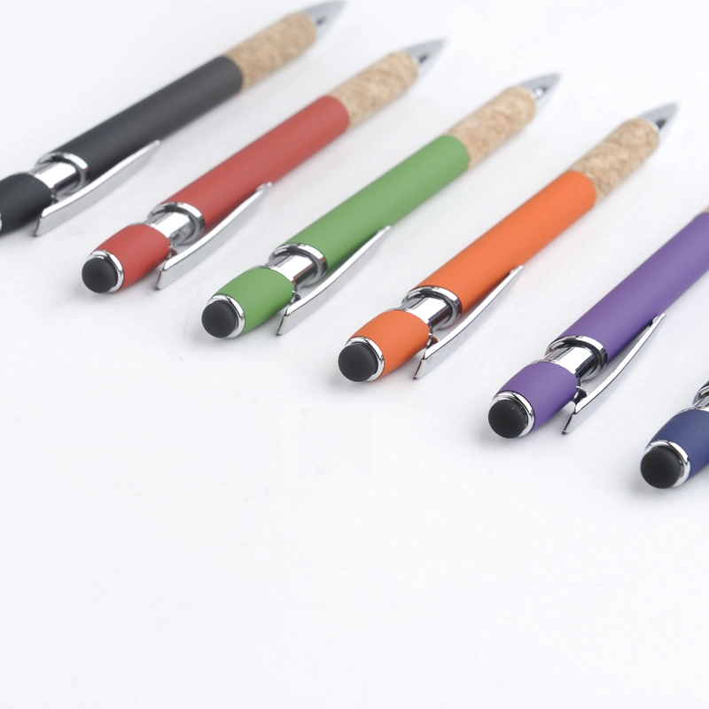 Marketing al por mayor 2-in-1 Regalo personalizado Metal Cork pantalla Touch Pen