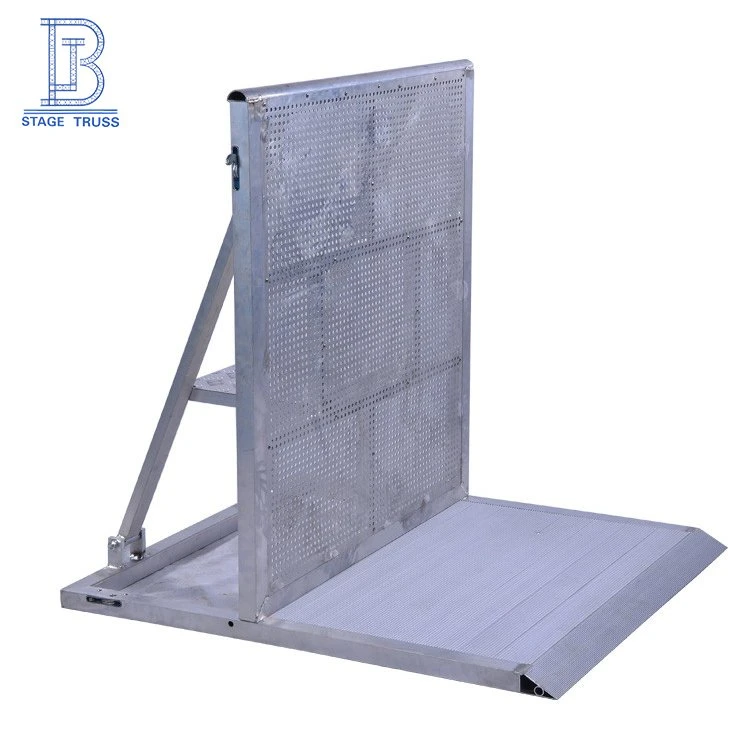 Barrière de contrôle de foule en aluminium portable pour l'extérieur, utilisée pour le basketball, les concerts et les tréteaux de scène.