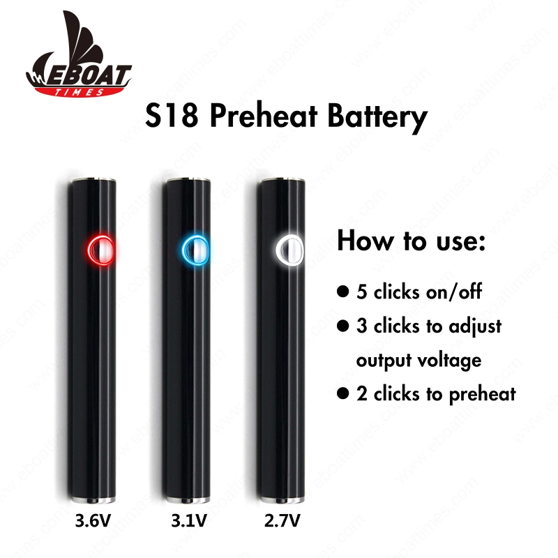 Préchauffage 380mAh Wax Battery 510 Vape Pen pour huile épaisse