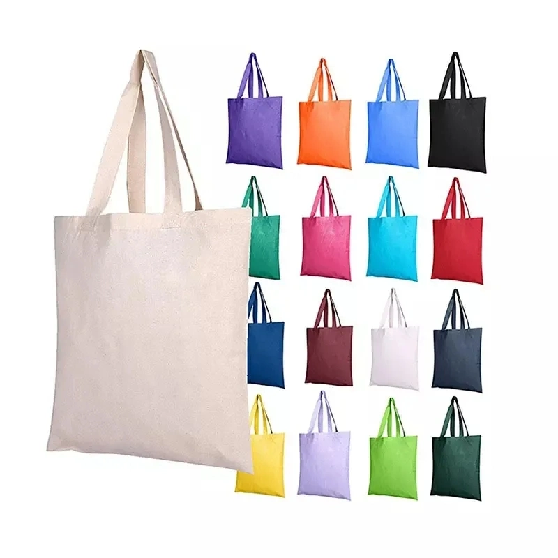 Custom Logo Printed Eco Friendly Large Plain Reusable Organic Shopping Tote Bag Cotton Canvas Bag with Pocket