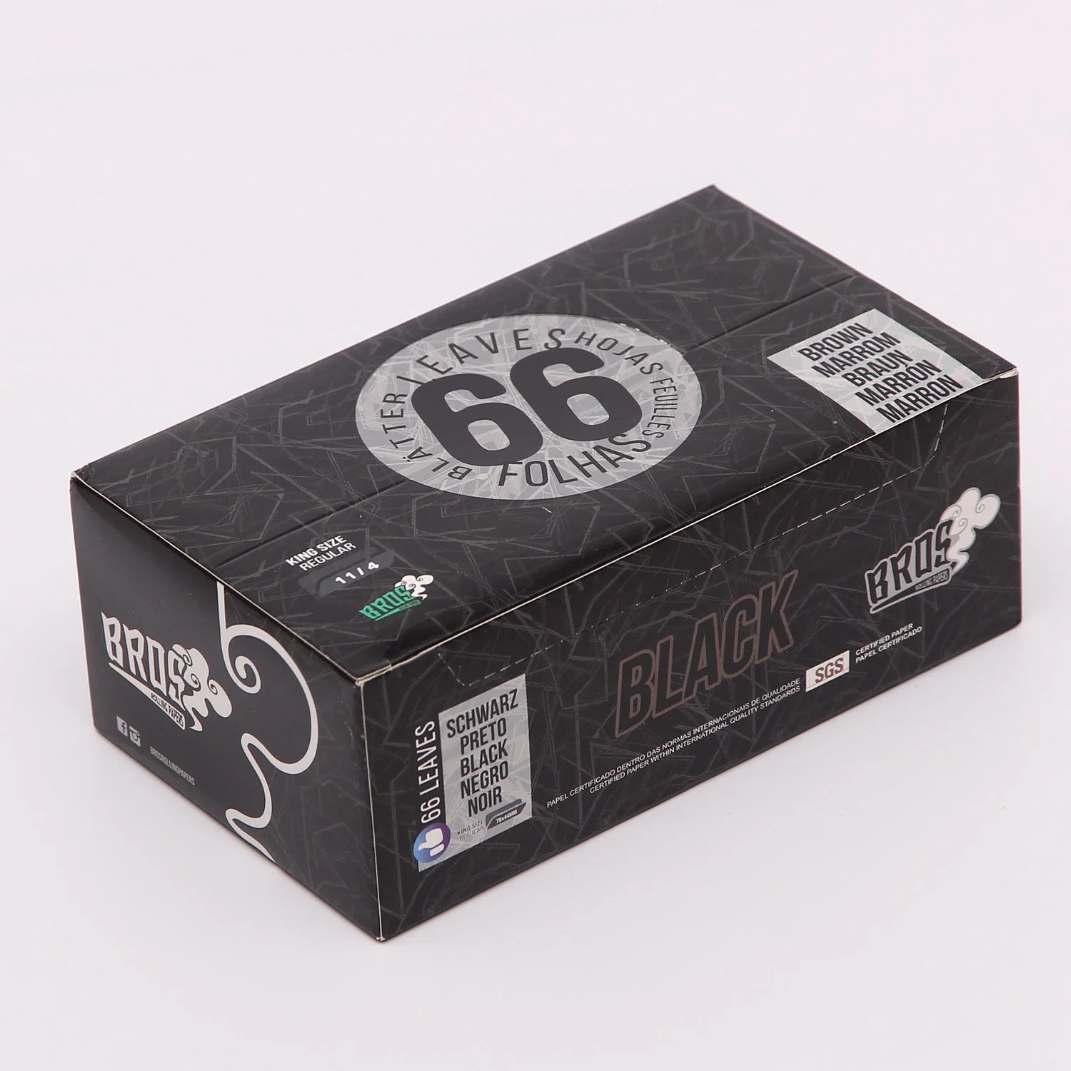 Bros 40booklets Slow Burning Smoking 11/4 Black 66 Leaves Natural Material Smoking Rolling Papers