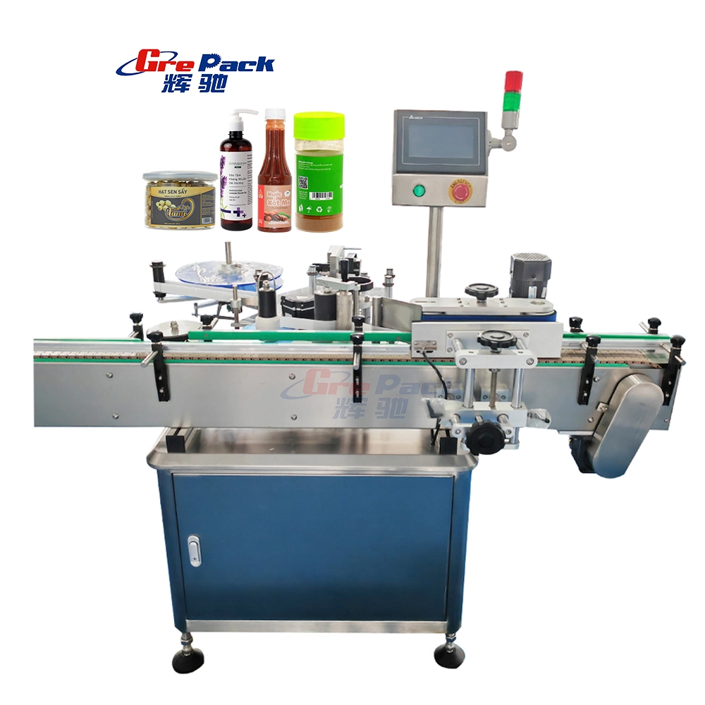 Machine automatique d'étiquetage de bouteilles rondes pour l'industrie chimique/alimentaire/produits chimiques quotidiens.
