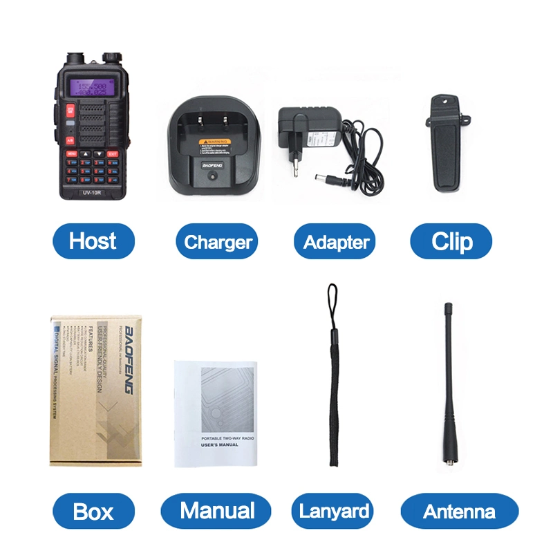 طاقة عالية جداً تبلغ 10 كم فوق بالوفج ووكي توكي بالإضافة إلى 10 كم فوق بنفسجي راديو Baofeng ثنائي النطاق UV-10r Talkies وwalies UV10r Plus A16 راديو باوفنج TR-818UV ثنائي الاتجاه