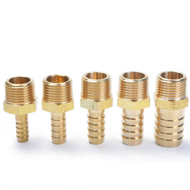 1/8" 1/4&prime; &prime; 3/8" 1/2" Brass Male Thread Hose Barb Coupler Tower Shape Fitting Pneumatic Connector with 6/8/10/12/14/16/25/32mm