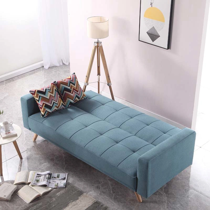 Modern Small Space Living Room Home Furniture Sleeping Couch Bed Full Foam Tufted Armrest Extendable Folding Fabric Sofa Cum Bed