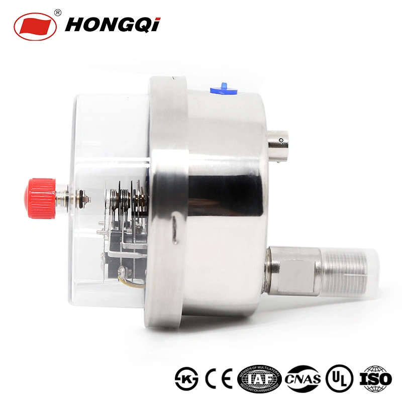 Hongqi 100mm Stainless Steel Axial Electric Contact Pressure Gauge