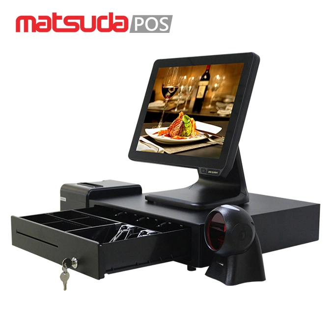 Top Selling Dual 15+9.7 Win10 All in One Restaurant POS System with Printer Scanner and Swipe Card Reader