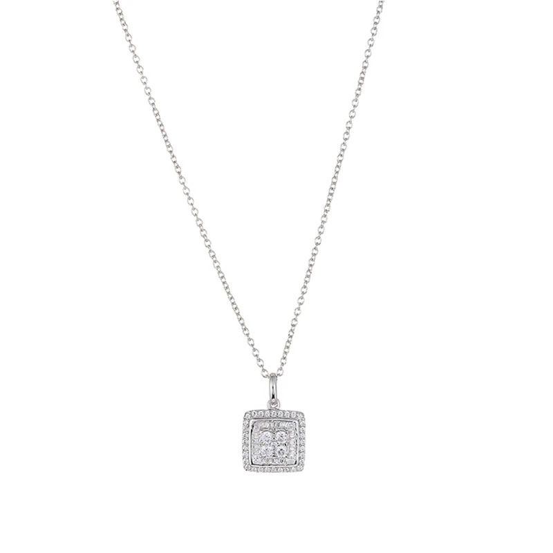 2022 Nuevo Diseño 925 Sterling Moda Joyería Charm Square Colgante forma con circonia cúbica