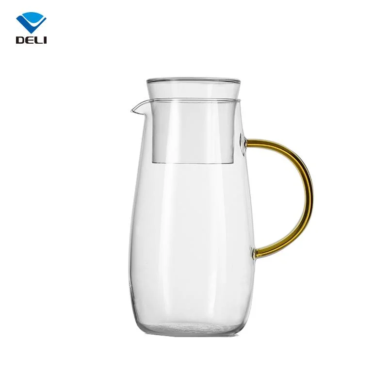 Großhandel Besteck Hitzebeständige Milch Günstige Classic Rund Geblasen Borosilikat Wasser Glas Pitcher Teekannen mit Deckel