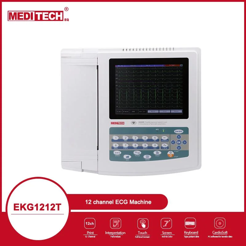 Portable 12 canales de ECG/EKG Máquina con electrodos de ECG/EKG Dispositivo de ECG de gran capacidad