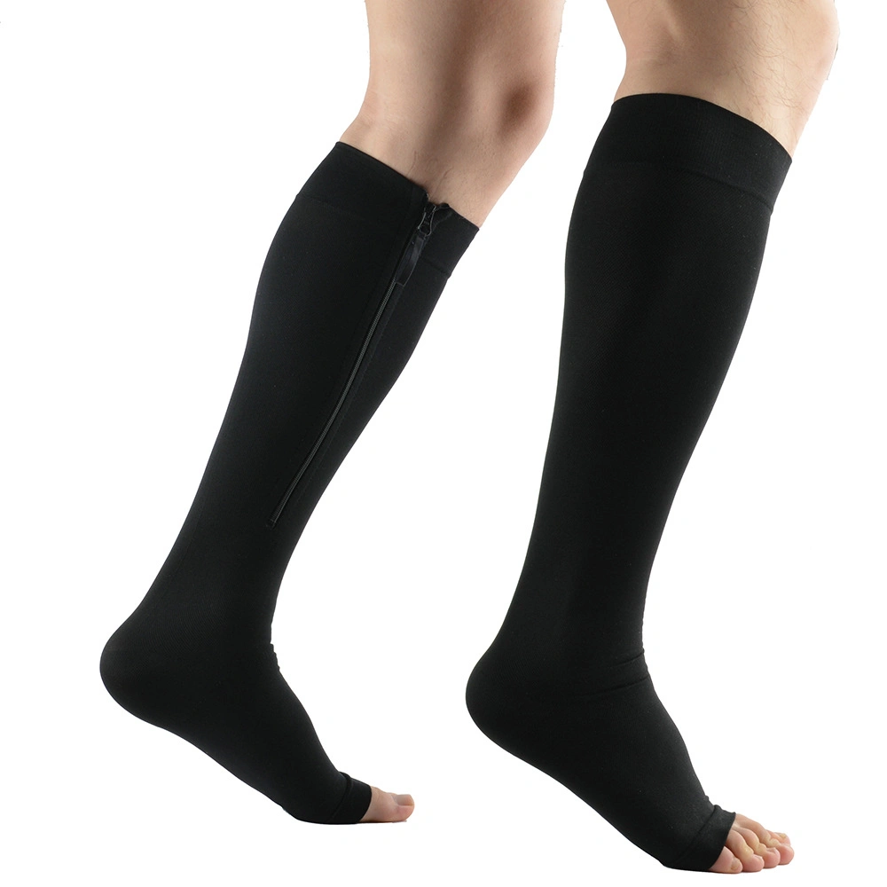 Medical Grade 2 Open Toe Zipper Compression Socken für Krampfadern Vene