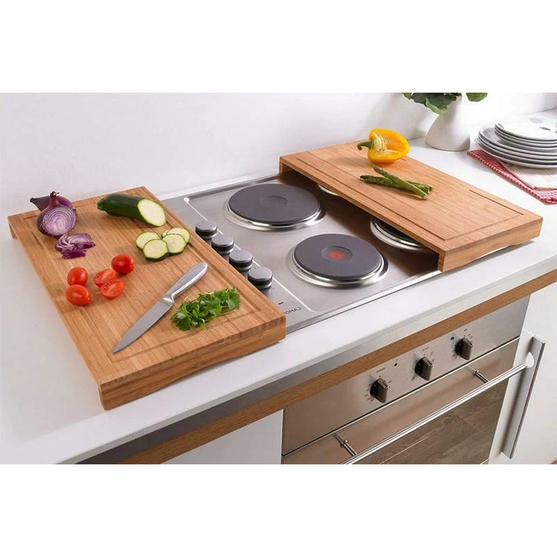 Hot Sale 2 PCS/Set Bamboo Chopping Board Induction Ceramic Hob Cover Kitchen Cutting Board Worktop Space Saver