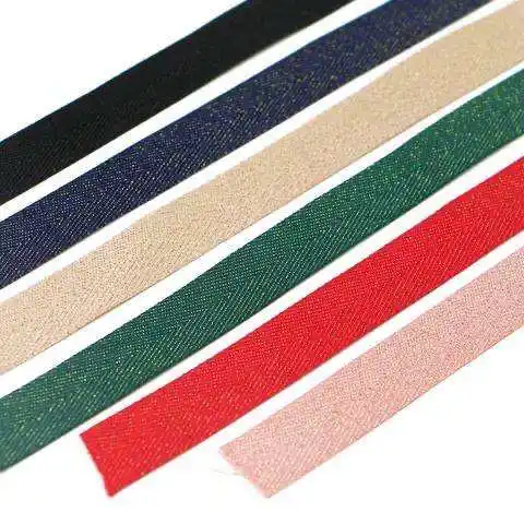 Purl-Glittered Polyester/Nylon V Pattern Twill Webbing Ribbons for Coats Accessories