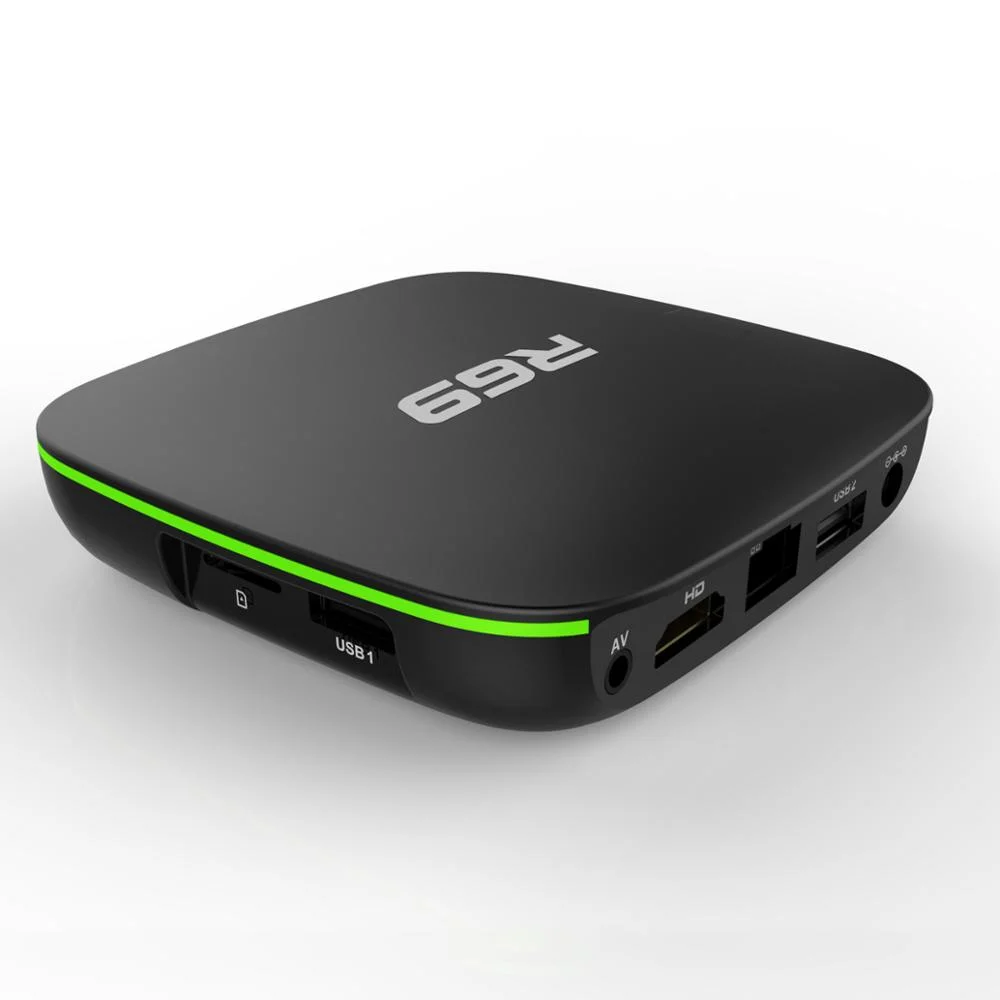 R69 H. 265 TV Box 2GB+16GB 1G+8G 4K de cuatro núcleos de alta definición 2.4G Decodificador WiFi soporte 1080P de la película en 3D Media Player