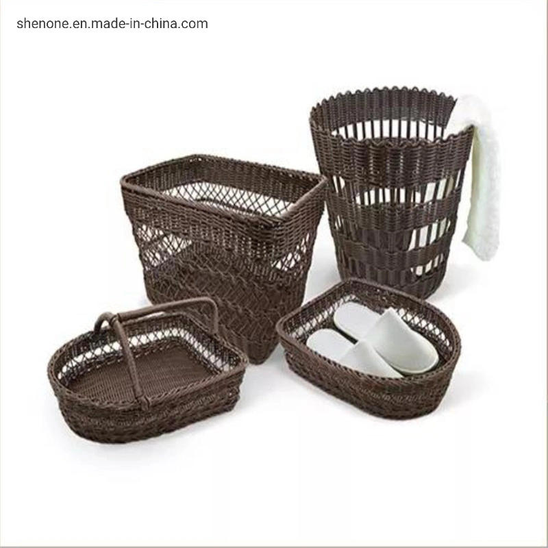 Shenone Rectangle Woven Laundry Cloth Laundry Basket Wardrobe Organizer Storage Box