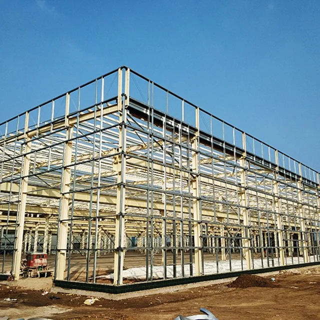 Hangar de la construcción de la estructura de acero galvanizado laminadas en caliente de almacenes prefabricados Cobertizo con bastidor de la sección H parte