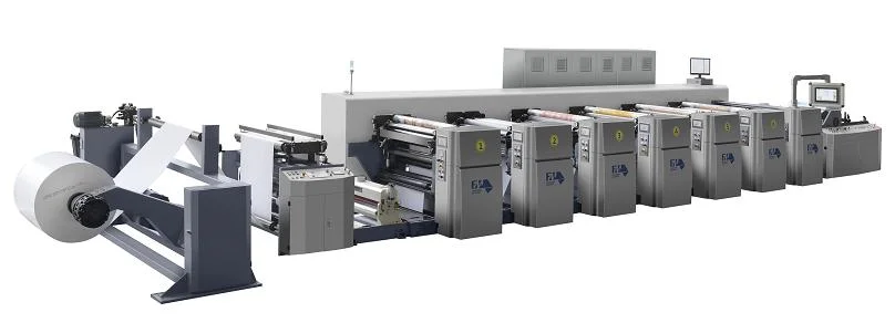 الطباعة المسبقة عبر الويب للطباعة السريعة التلقائية لمحرك السيرفو 6 ألوان كيس ورق Paper Cup Box Bag Bag Paper Bag (كيس ورق الورق)، Flexo Printing Machine (