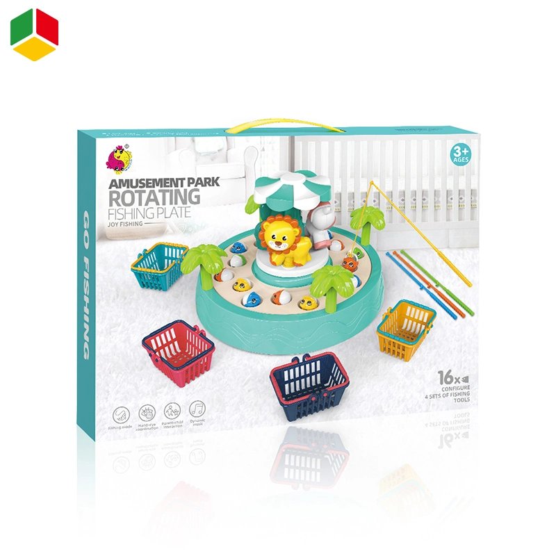 QS exterior educacional das crianças pesca simulada de água de Brinquedos Play Diversões rotativa eléctrica Cartoon Animal Tabela de pesca brinquedo com luz de música