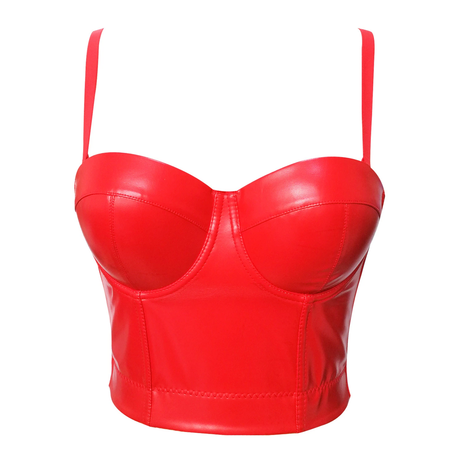 Comercio al por mayor de cuero rojo mujeres Body Shaping cuatro filas de ocho botones Suspender la almohadilla de pecho de desgaste exterior Chaleco ropa interior