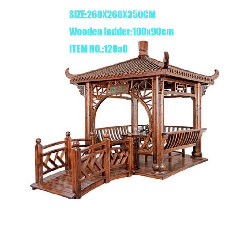 2022 Chinese Outdoor Solid Wood Frame Garden Pavilion Gazebo