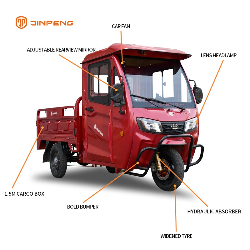 Jinpeng EEC Certificed Closed Cab Tricycle Closed Cabin Electric Tricycle Cargo