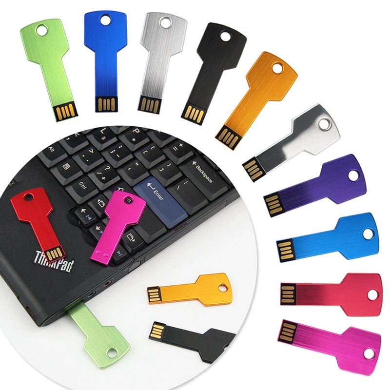 Feria de la Empresa 32GB 8GB Metal Key 64GB memoria Flash Tarjeta de regalo grabada 16GB U disco 128GB Pen Drive USB