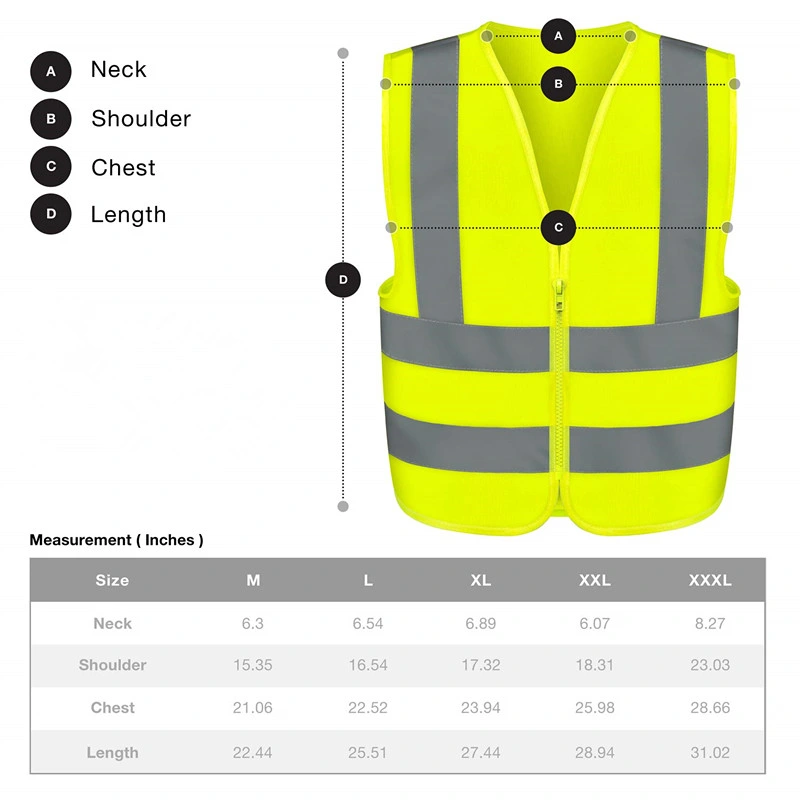 Breathable Polyester Warning Reflective Waistcoat Safety Vest Clothing