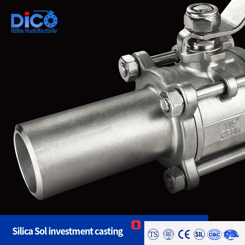 Wenzhou CF8/CF8m/CF3m Butt Weld End with Extended Pipe Industrial 3PC Ball Valve