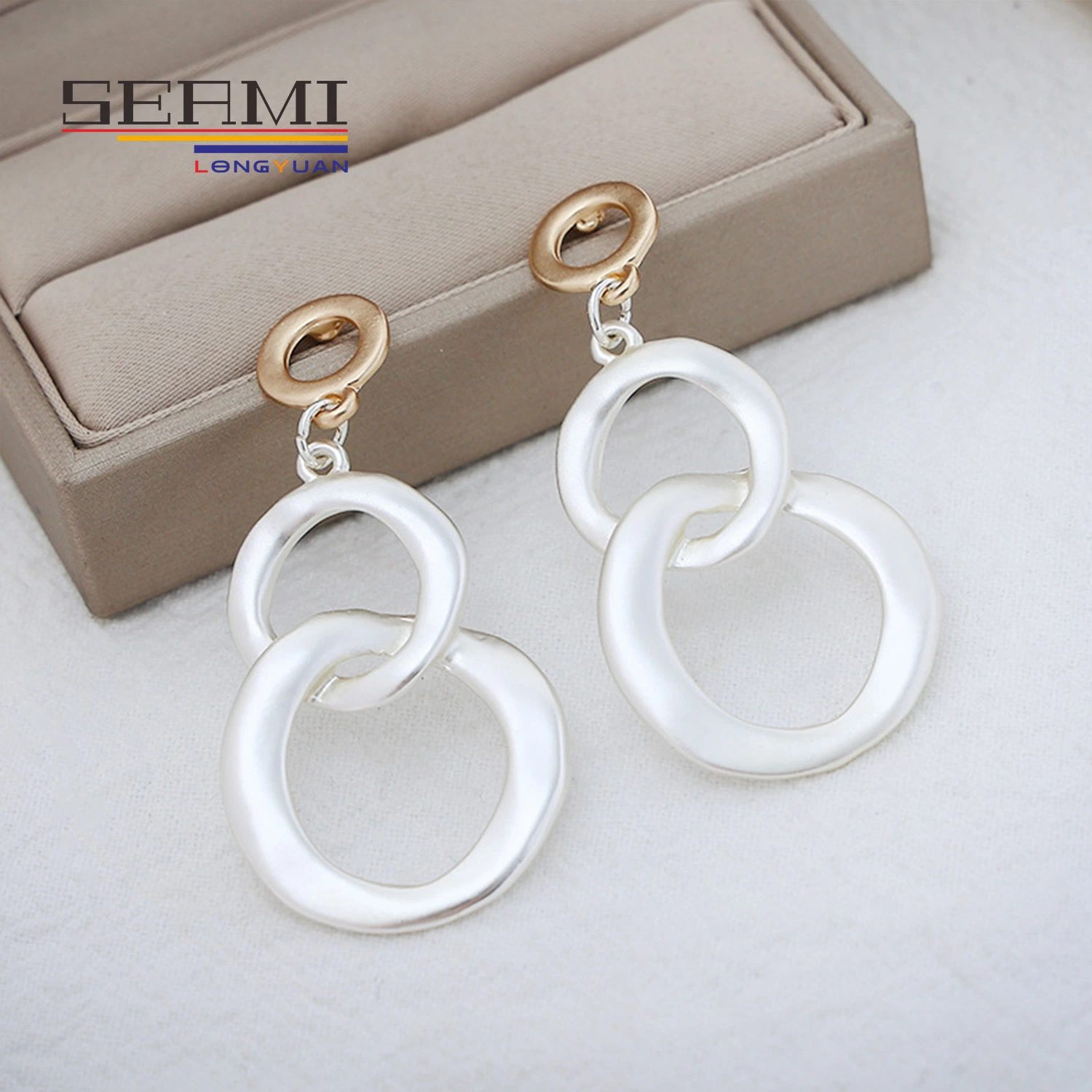 Stylish Statement Dangling Eardrop Silver Big Circle Earrings for Women