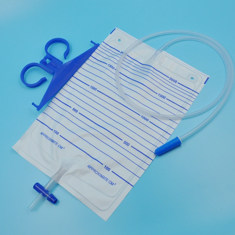 CE Certificated Disposable Urine Drainage Collection Bags 2000ml with Cross Valve