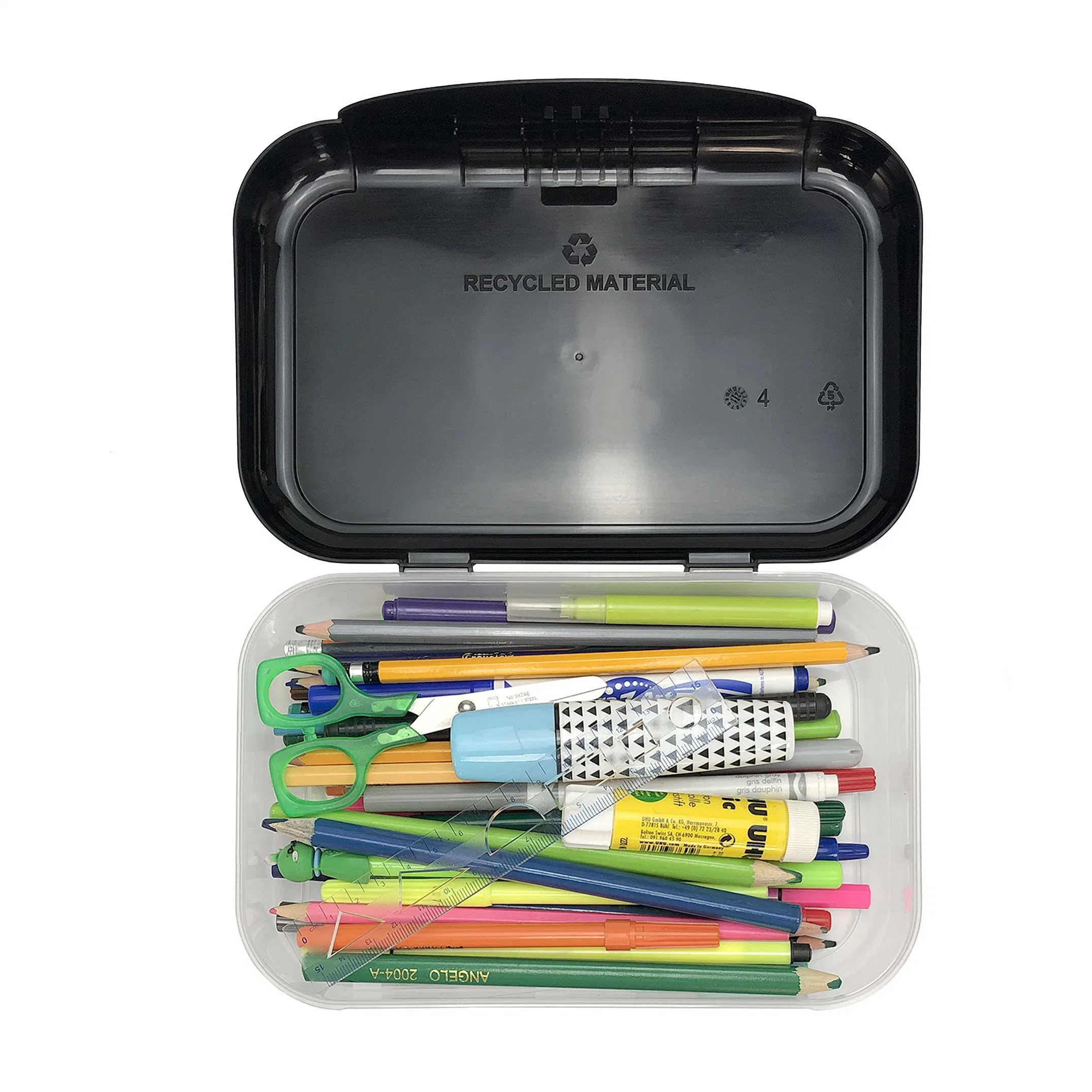 Large Recycled Plastic Pencil Box for Boys Large Capacity Fits up to 60 Pens Pencil Case