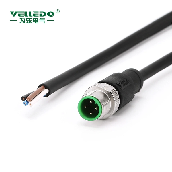 M12 mazo de cables macho de 3 pines recto con cable de PVC