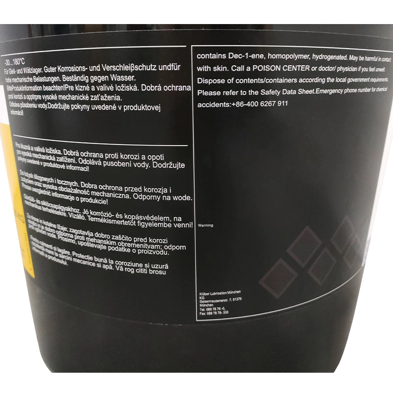 Excelente viscosidad aceite base estabilidad térmica Kluber Petamo Ghy 441 25kg usado en rodamientos de rodamiento lubricados para alta temperatura