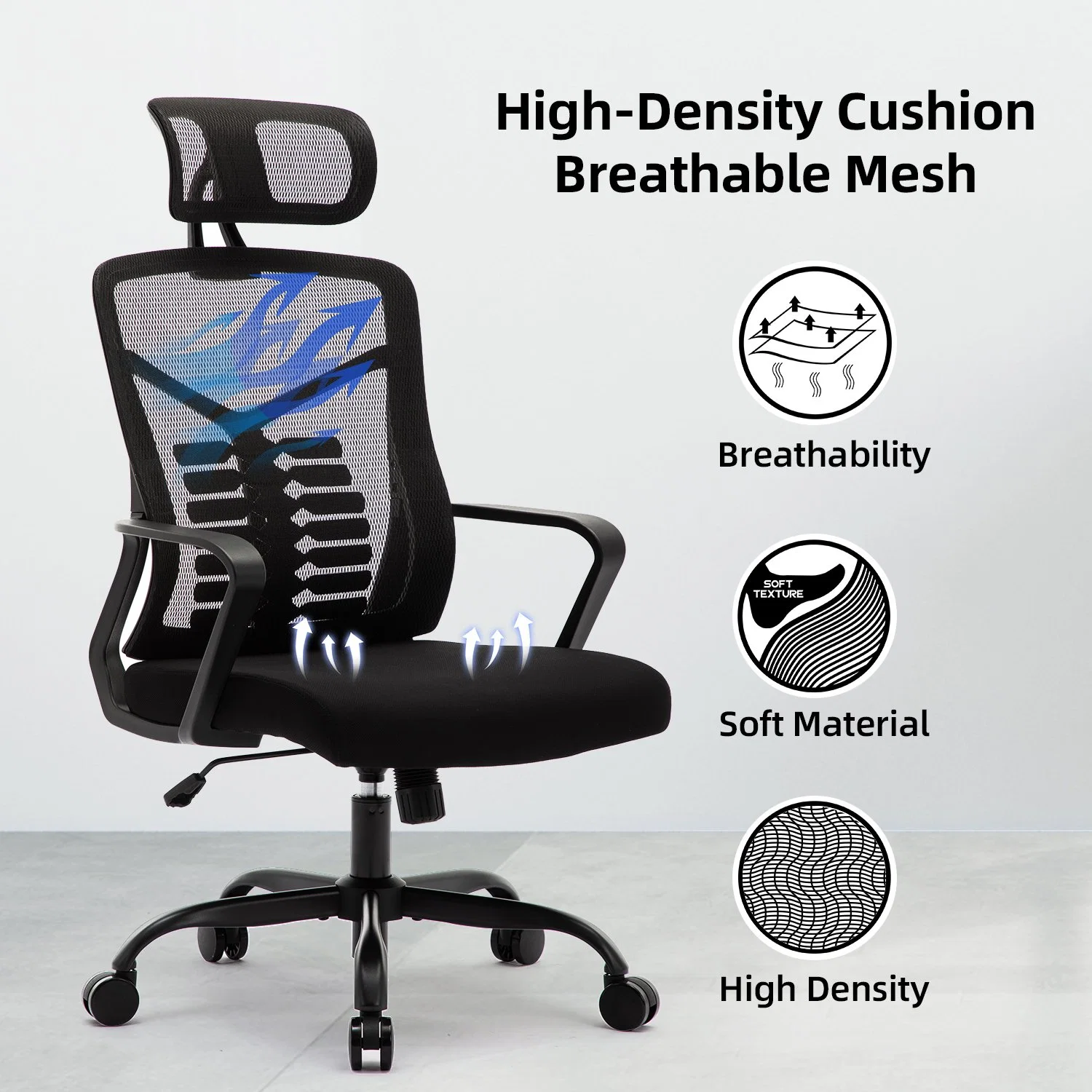 Ergonomischer Büro Mesh Chair Heavy Duty 350 Lbs Drehbare Aufgabe Stuhl für Heimarbeit