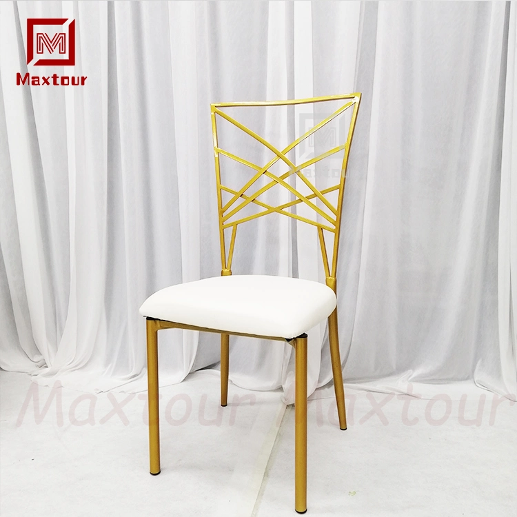 Wedding Events Metal Cross Back Chameleon Golden Wire Dining Chair for Wedding Hall