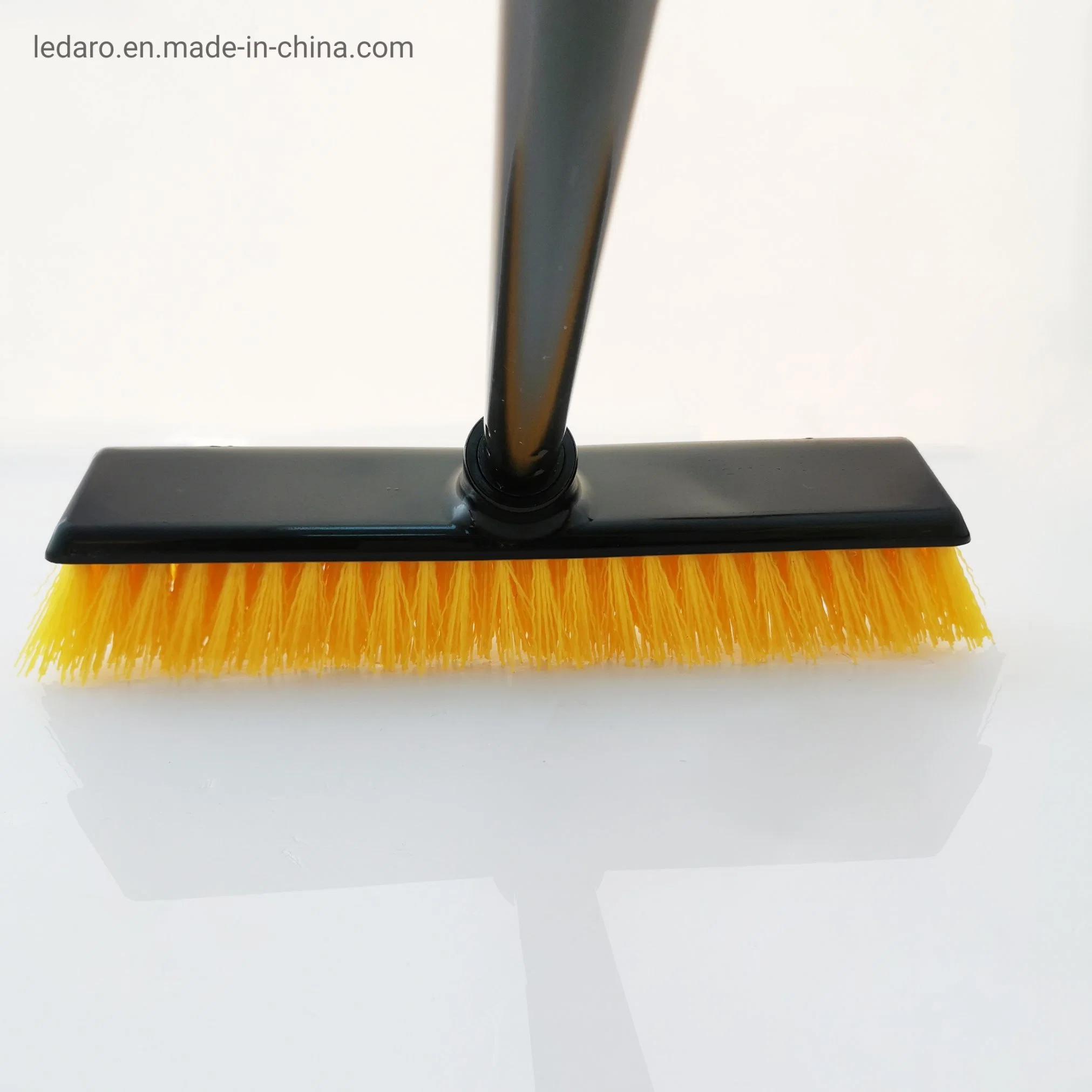 Floor Scrub Brush Heavy Duty Deck Scrubber Stiff Outdoor Yard Sweeping Brush Garden Broom Sweeper Hard Firm Bristles with Strong Metal Handle