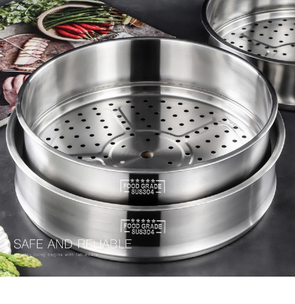 Steamer Cookware Stainless Steel Household Thickened and Deepened Steaming Grid Vegetables Fruits Drain Basin Steaming Basket Esg17589