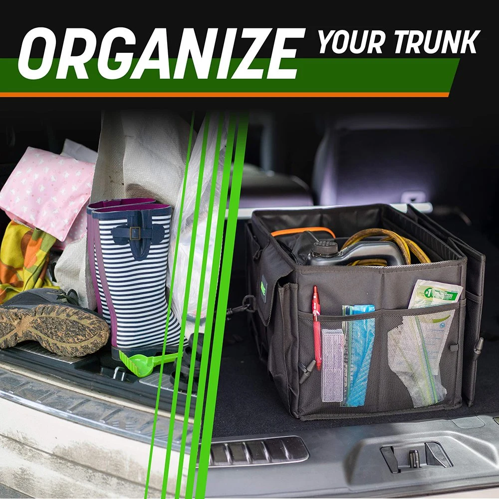 Os organizadores do tronco e armazenamento Multi-Compartment Recolhível Carro Organizador com alças ajustáveis