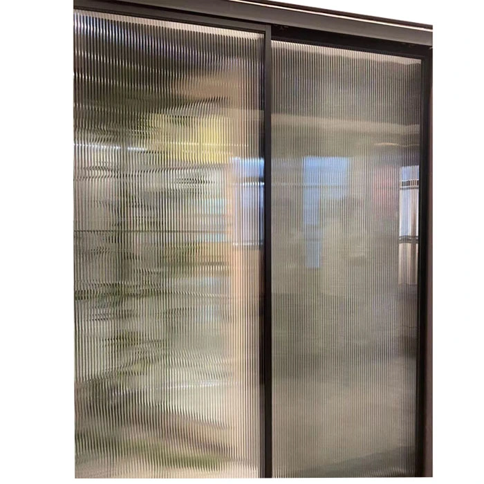 Slim Frame Aluminum Door with Reed Fluted Tempered Glass