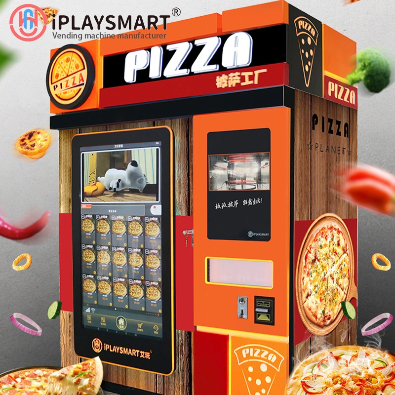 2022 Nouveau distributeur automatique de pizza commerciale de style avec écran tactile, fonctionnant à la monnaie, offrant de la nourriture fraîche, chaude, rapide et entièrement automatique à vendre. Fabricant.