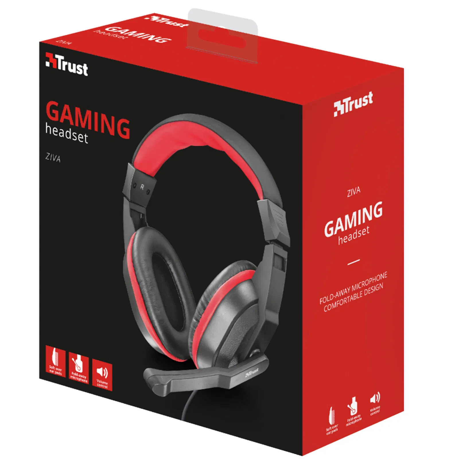 Ziva Trust Gaming-Headset Over-Ear-Kopfhörer mit umfaltendem Mikrofon-Headset