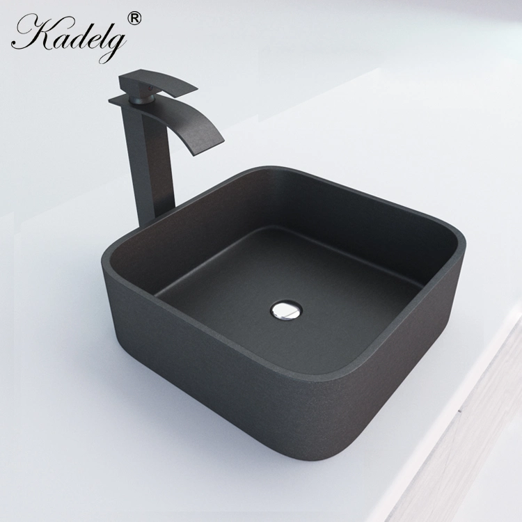 Modern Luxury Granite Wash Hand Basin Square Shaped Quartz Stone Washing Basin Handmade Bathroom Sink