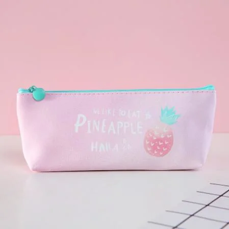 Oxford Cloth Pencil Bag Pineapple Print Stationery Bag Mesh Zipper File Bag Change Bag