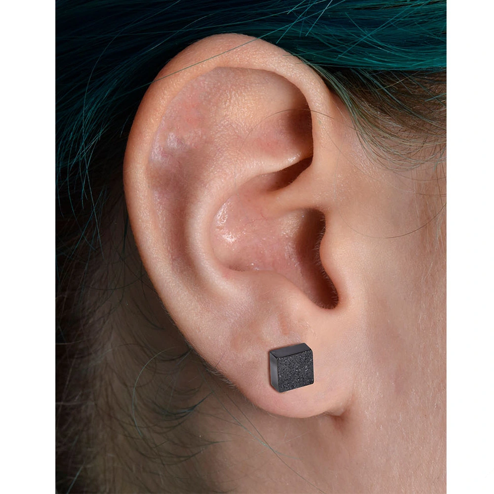 Surgical Steel Fake Plug Square Diamond Look