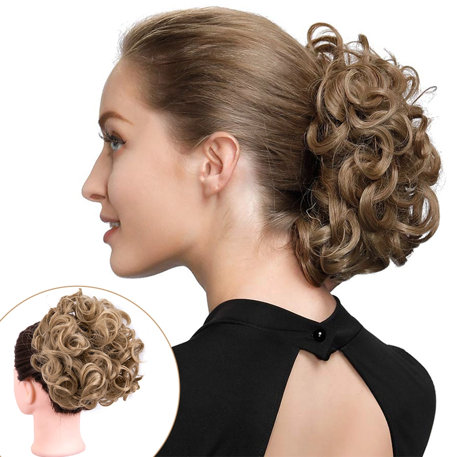 Chignon Hairpiece Curly Bun Extensions Scrunch up-Do Hair Pieces Synthetic Combs in Messy Bun Hair Piece